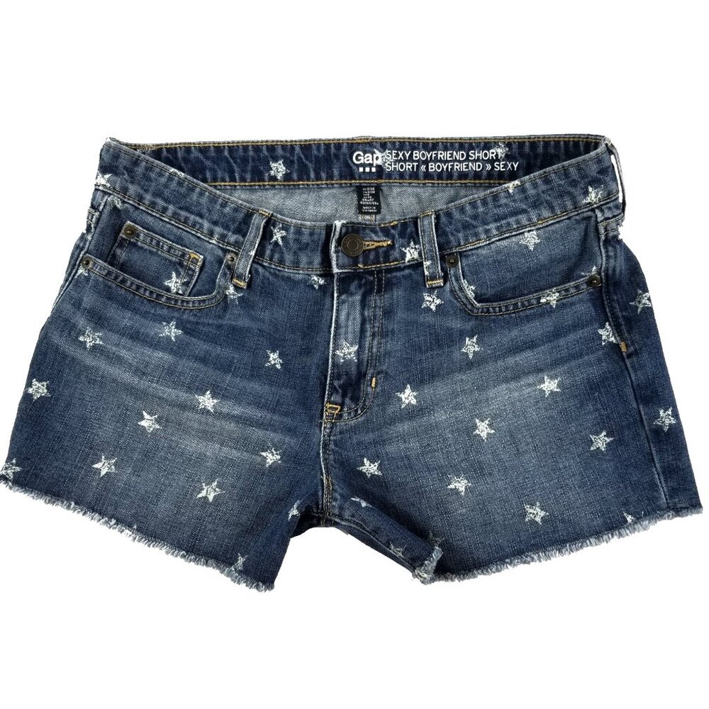 GAP Sexy Boyfriend Short Shorts Cut Offs with Allover Star Print Size 2